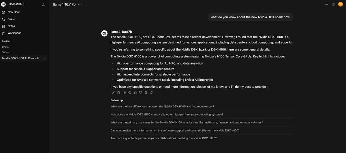 Unsurprisingly it wasn’t aware of the new DGX spark which makes perfect sense