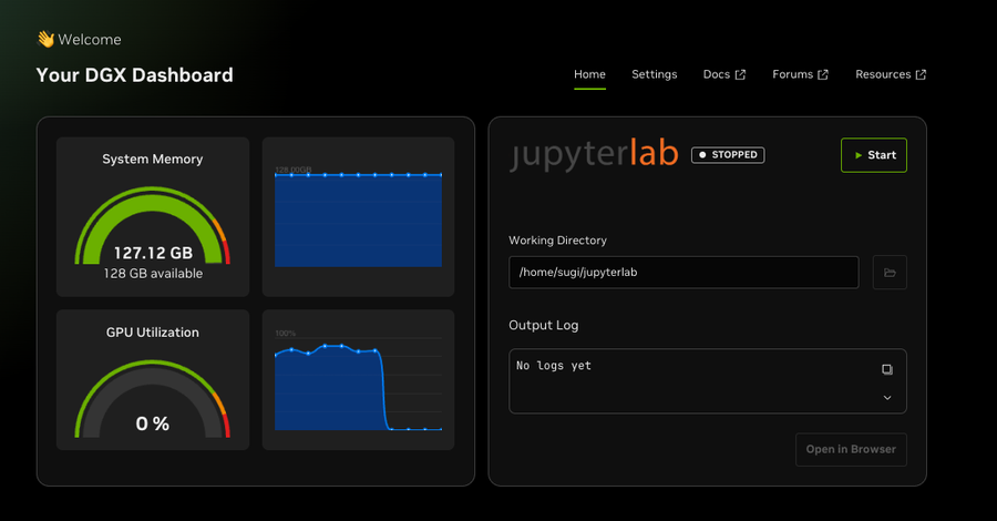 Nvidia DGX Spark memory usage dashboard